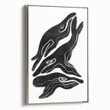 Mid Century Modern Art – Retro Abstract Fish Wall Decor in Black & White
