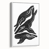Mid Century Modern Art – Retro Abstract Fish Wall Decor in Black & White