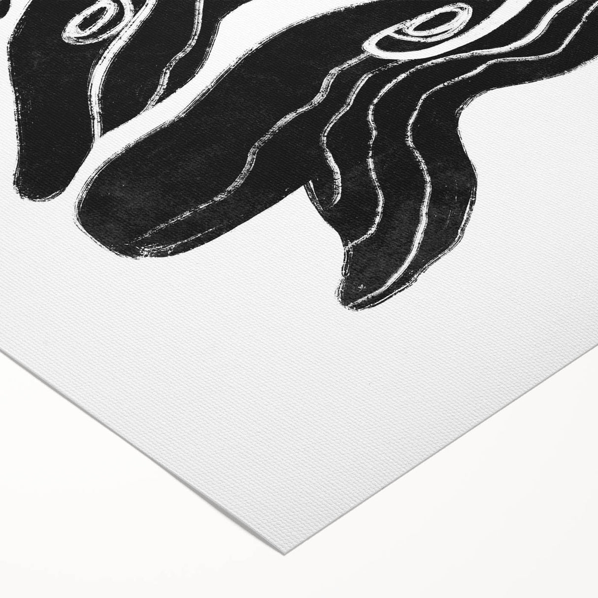 Mid Century Modern Art – Retro Abstract Fish Wall Decor in Black & White