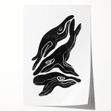 Mid Century Modern Art – Retro Abstract Fish Wall Decor in Black & White