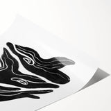 Mid Century Modern Art – Retro Abstract Fish Wall Decor in Black & White