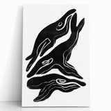 Mid Century Modern Art – Retro Abstract Fish Wall Decor in Black & White