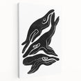 Mid Century Modern Art – Retro Abstract Fish Wall Decor in Black & White