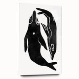 Mid Century Modern Art – Minimalist Abstract Sea Life in Black & White
