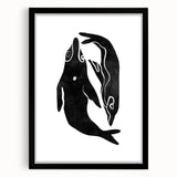 Mid Century Modern Art – Minimalist Abstract Sea Life in Black & White
