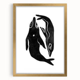 Mid Century Modern Art – Minimalist Abstract Sea Life in Black & White