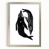 Mid Century Modern Art – Minimalist Abstract Sea Life in Black & White