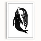 Mid Century Modern Art – Minimalist Abstract Sea Life in Black & White