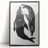 Mid Century Modern Art – Minimalist Abstract Sea Life in Black & White