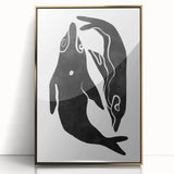 Mid Century Modern Art – Minimalist Abstract Sea Life in Black & White