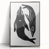 Mid Century Modern Art – Minimalist Abstract Sea Life in Black & White