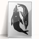Mid Century Modern Art – Minimalist Abstract Sea Life in Black & White