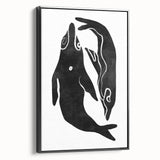 Mid Century Modern Art – Minimalist Abstract Sea Life in Black & White