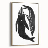 Mid Century Modern Art – Minimalist Abstract Sea Life in Black & White