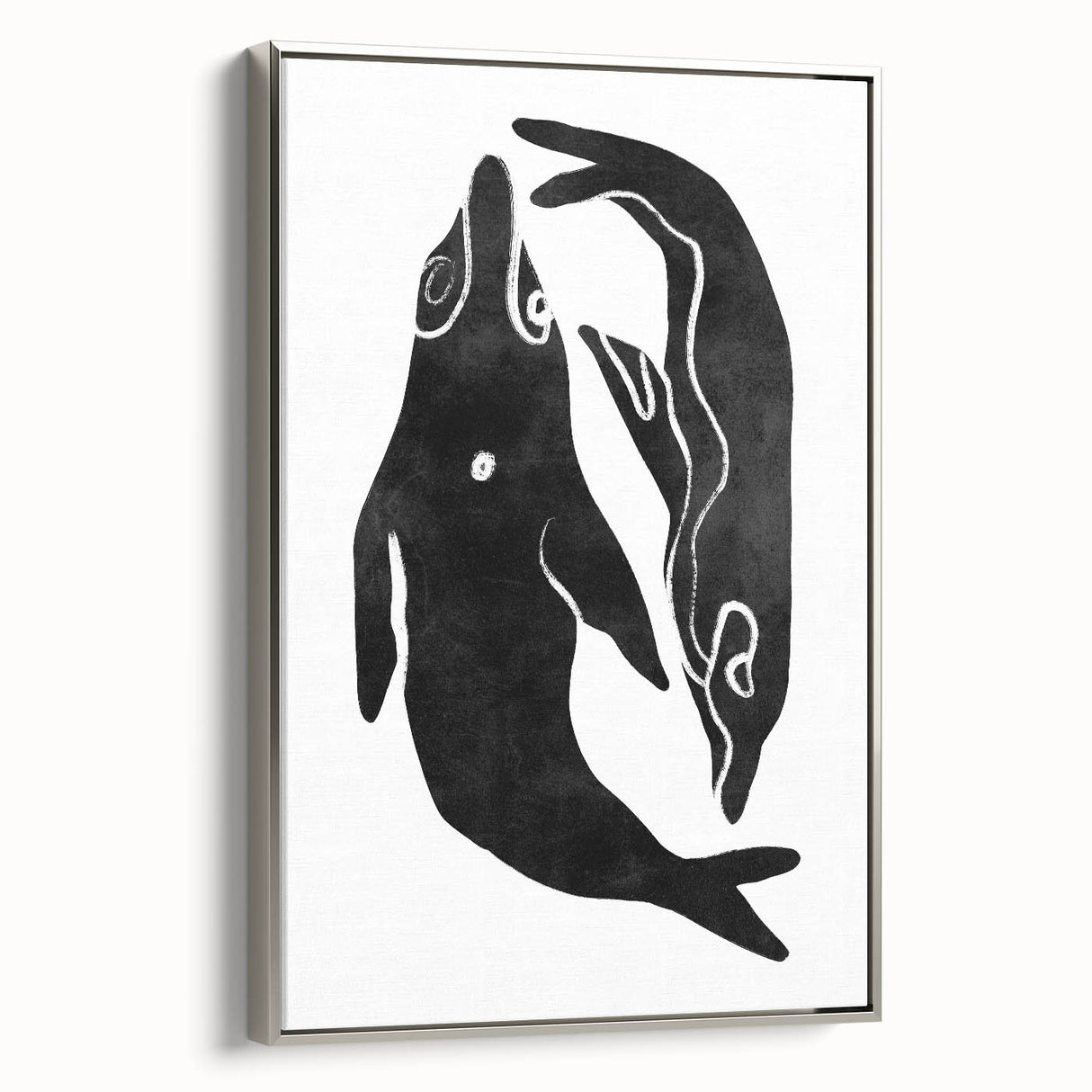 Mid Century Modern Art – Minimalist Abstract Sea Life in Black & White