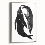 Mid Century Modern Art – Minimalist Abstract Sea Life in Black & White