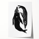 Mid Century Modern Art – Minimalist Abstract Sea Life in Black & White