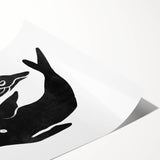 Mid Century Modern Art – Minimalist Abstract Sea Life in Black & White