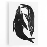 Mid Century Modern Art – Minimalist Abstract Sea Life in Black & White