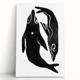 Mid Century Modern Art – Minimalist Abstract Sea Life in Black & White