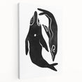 Mid Century Modern Art – Minimalist Abstract Sea Life in Black & White
