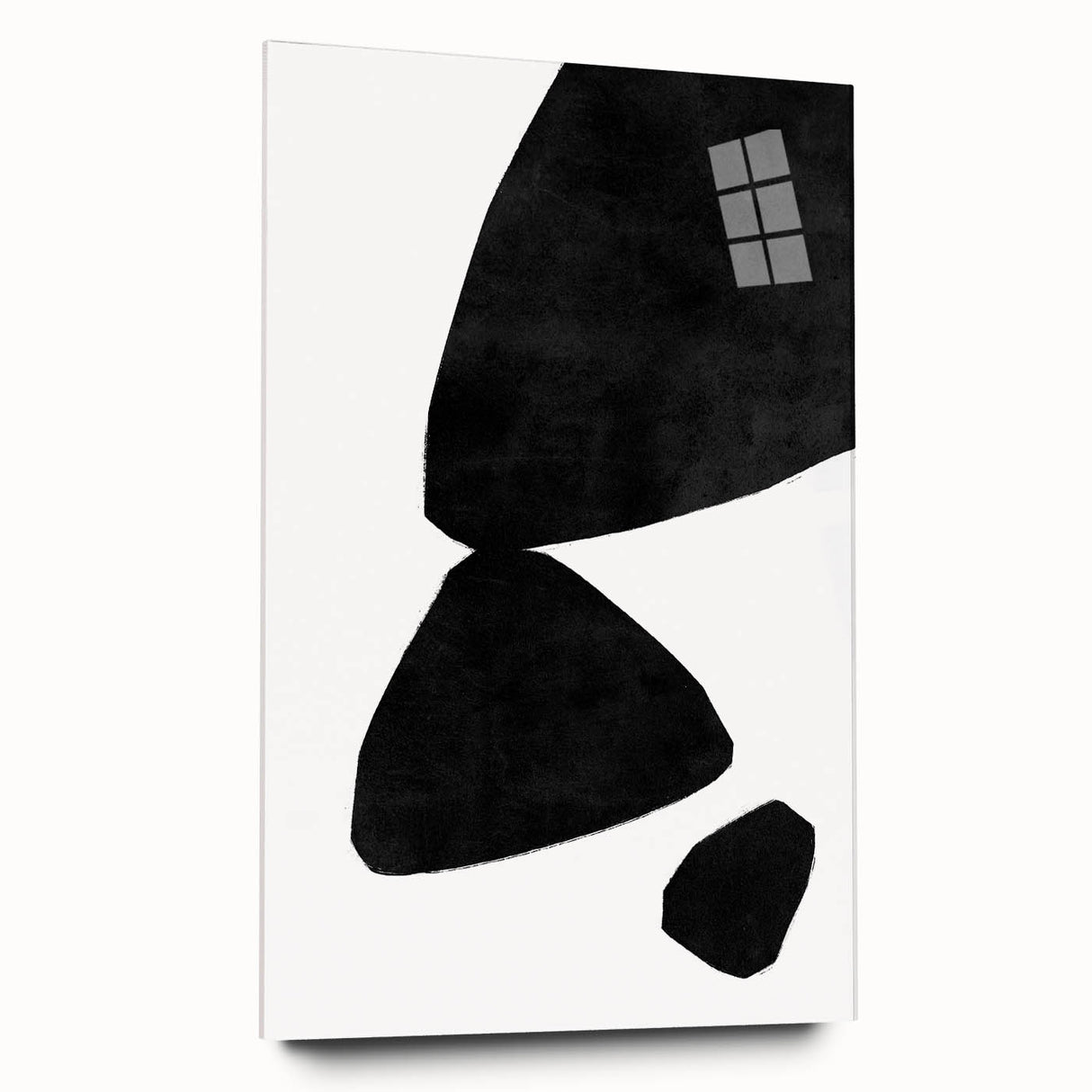 Mid Century Modern Art – Minimalist Abstract Black Shapes in White Space