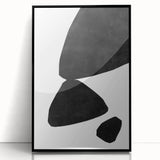 Mid Century Modern Art – Minimalist Abstract Black Shapes in White Space