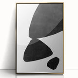 Mid Century Modern Art – Minimalist Abstract Black Shapes in White Space