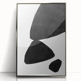 Mid Century Modern Art – Minimalist Abstract Black Shapes in White Space