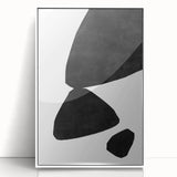 Mid Century Modern Art – Minimalist Abstract Black Shapes in White Space