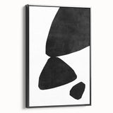 Mid Century Modern Art – Minimalist Abstract Black Shapes in White Space