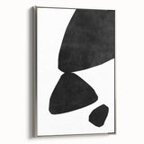 Mid Century Modern Art – Minimalist Abstract Black Shapes in White Space