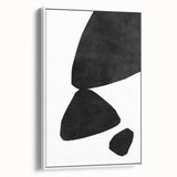 Mid Century Modern Art – Minimalist Abstract Black Shapes in White Space