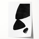 Mid Century Modern Art – Minimalist Abstract Black Shapes in White Space