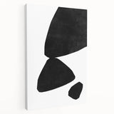 Mid Century Modern Art – Minimalist Abstract Black Shapes in White Space