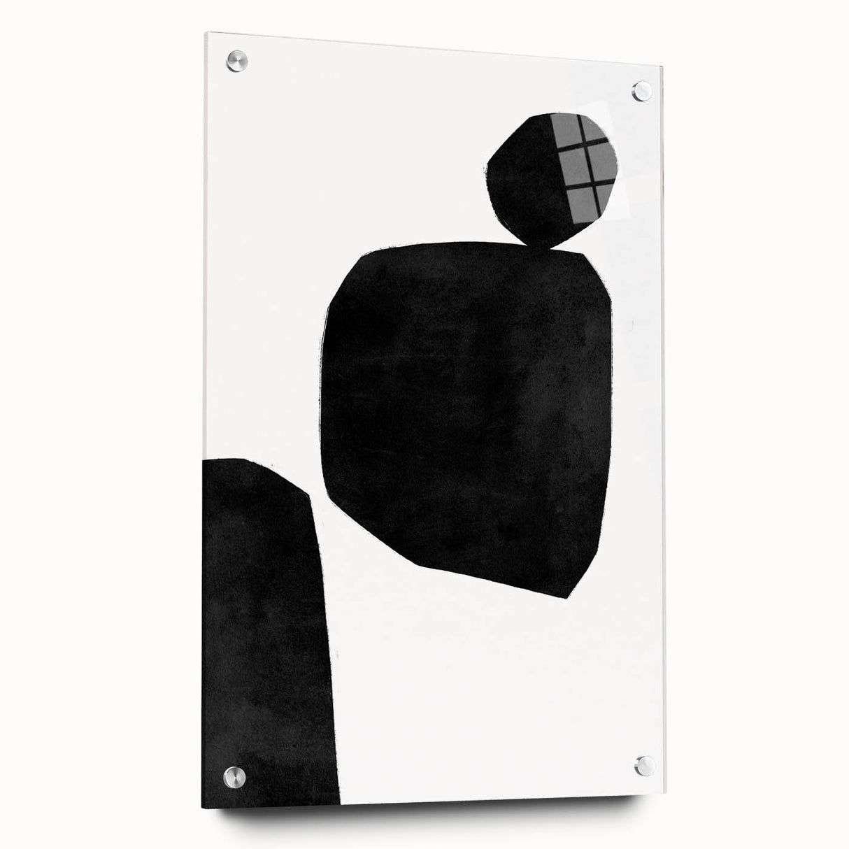 Mid Century Modern Art – Minimalist Black Geometric Shapes in White