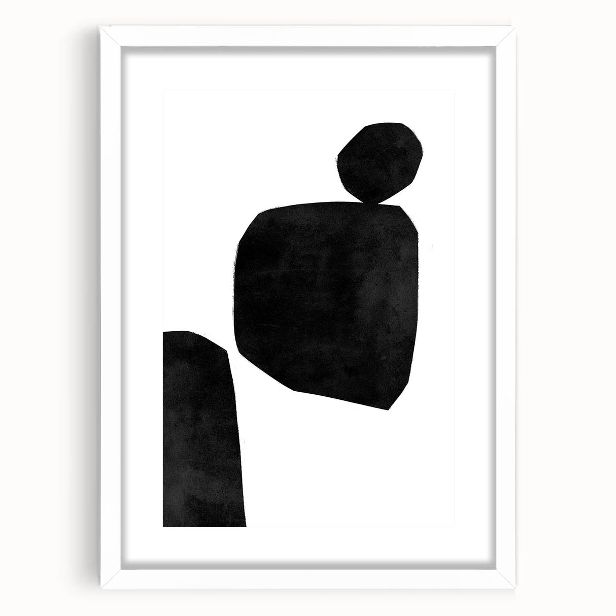 Mid Century Modern Art – Minimalist Black Geometric Shapes in White