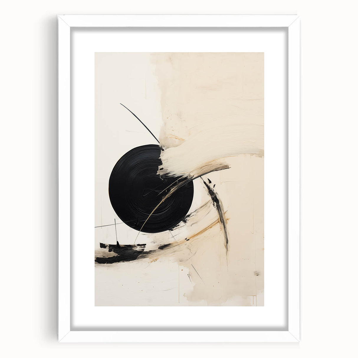 Minimalist Wall Art – Modern Abstract Black and White Circle Artwork
