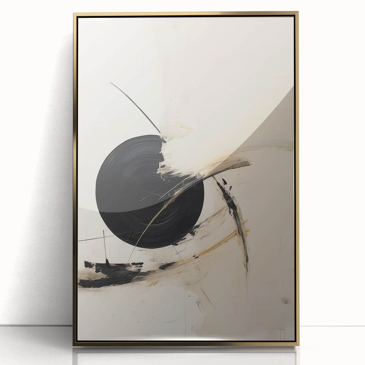 Minimalist Wall Art – Modern Abstract Black and White Circle Artwork