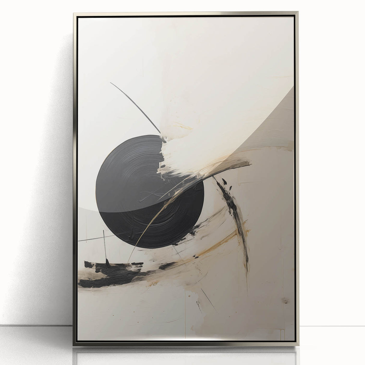 Minimalist Wall Art – Modern Abstract Black and White Circle Artwork
