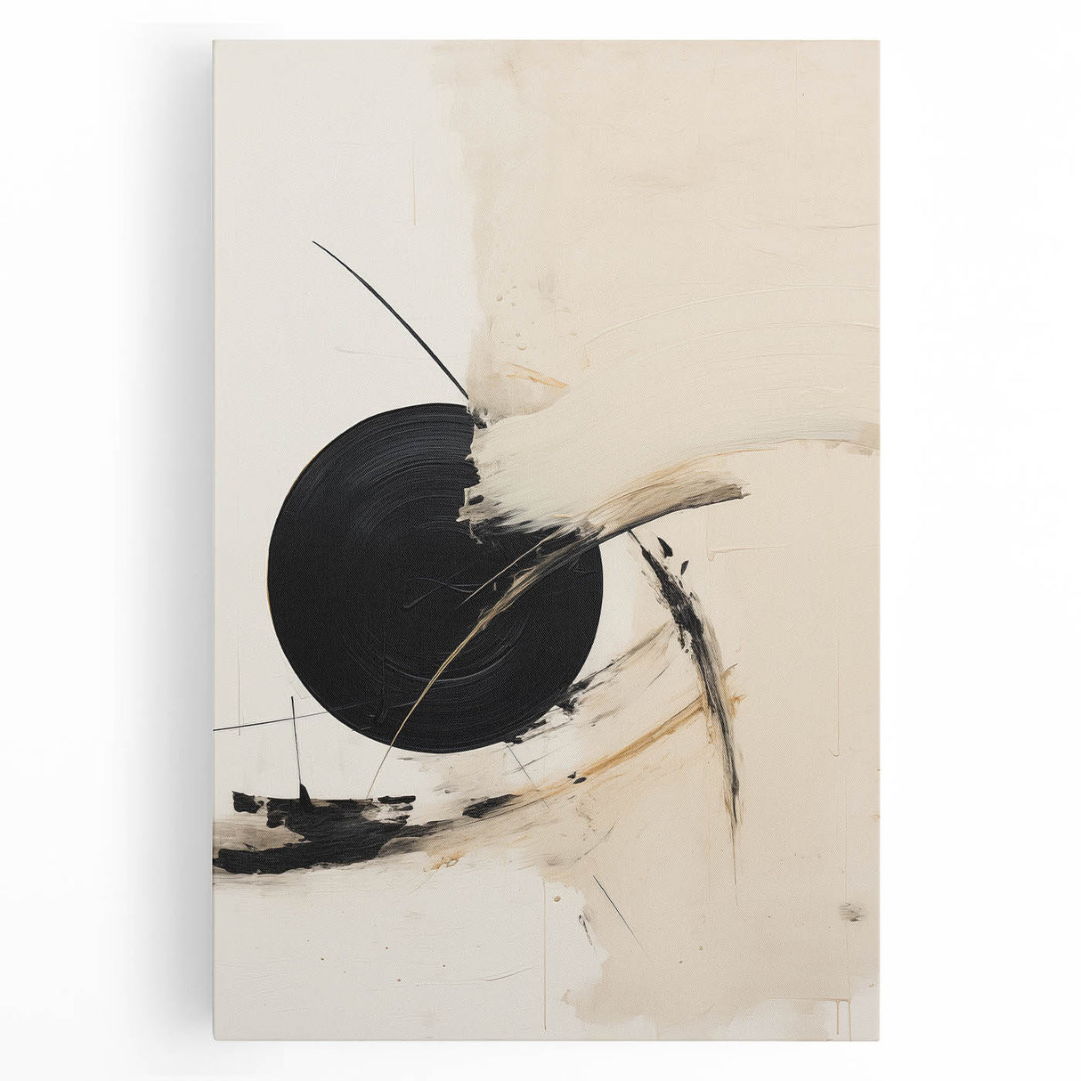 Minimalist Wall Art – Modern Abstract Black and White Circle Artwork