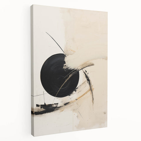 Minimalist Wall Art – Modern Abstract Black and White Circle Artwork