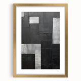Modern Minimalist Wall Art – Geometric Black and Silver Abstract Design