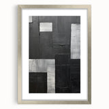 Modern Minimalist Wall Art – Geometric Black and Silver Abstract Design