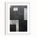 Modern Minimalist Wall Art – Geometric Black and Silver Abstract Design