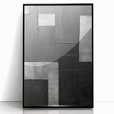 Modern Minimalist Wall Art – Geometric Black and Silver Abstract Design