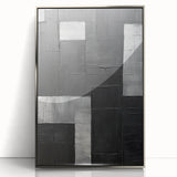 Modern Minimalist Wall Art – Geometric Black and Silver Abstract Design