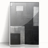 Modern Minimalist Wall Art – Geometric Black and Silver Abstract Design