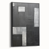 Modern Minimalist Wall Art – Geometric Black and Silver Abstract Design