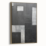 Modern Minimalist Wall Art – Geometric Black and Silver Abstract Design